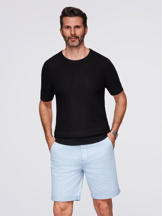 Ombre Ombre T-Shirt OM-TSCT-0253 Czarny Regular Fit