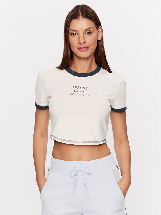 Guess T-shirt Signature V3GI02 KBNW0 Ružičasta Slim Fit