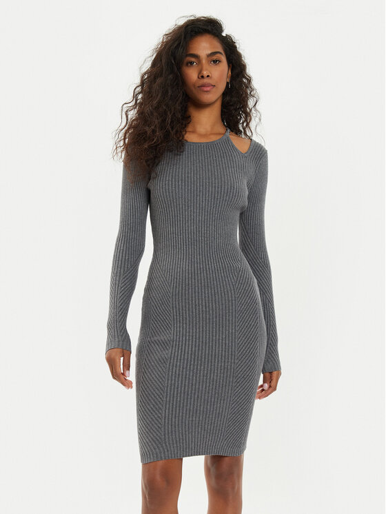 Guess Úpletové šaty Vanessa W4BK24 Z3I22 Sivá Regular Fit