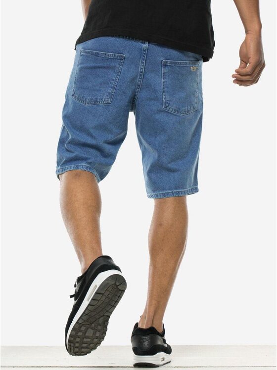 Jigga Wear Jigga Wear Szorty jeansowe Krótkie Spodenki Jeansowe Męskie Ciemne Niebieski Jigga Wear Small Outline Crown XXL Niebieski Regular Fit