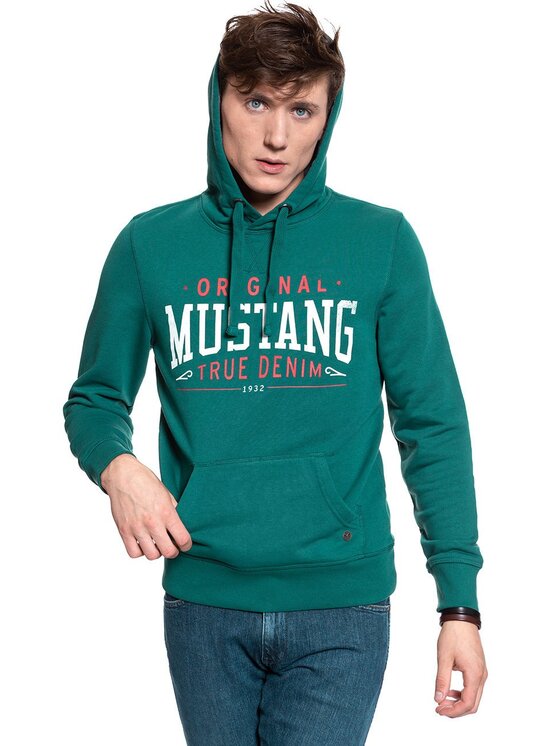 Mustang Mustang Felpa PRINTED HOODIE Verde Regular Fit