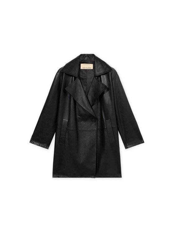 Trussardi Trussardi Kurtka skórzana R365A000734N033 Czarny Regular Fit