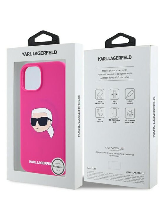 KARL LAGERFELD KARL LAGERFELD Etui na telefon Karl Head Print MagSafe Różowy