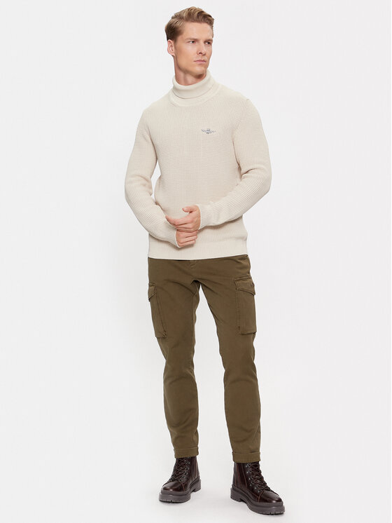 Aeronautica Militare Aeronautica Militare Krekls ar augstu apkakli 232MA1451L512 Écru Regular Fit