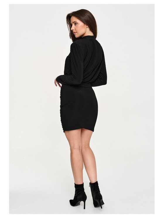 Makadamia Makadamia Sukienka codzienna M962 Czarny Fitted Fit