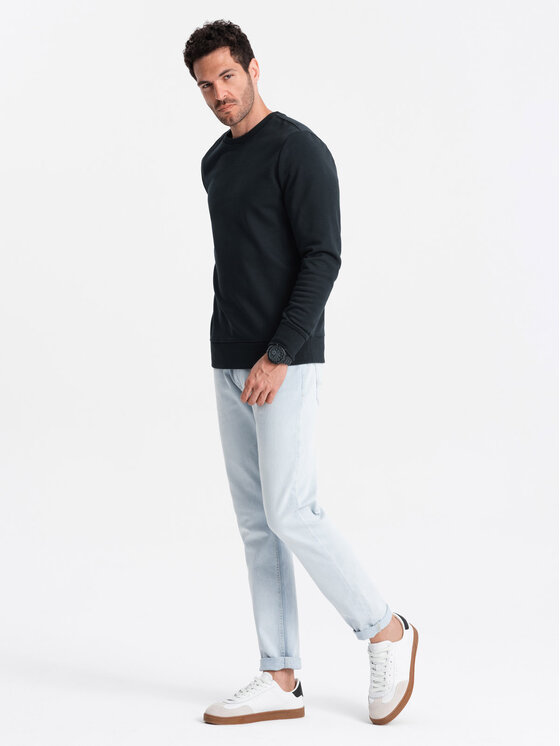 Ombre Ombre Bluza OM-SSBN-0159 Czarny Regular Fit