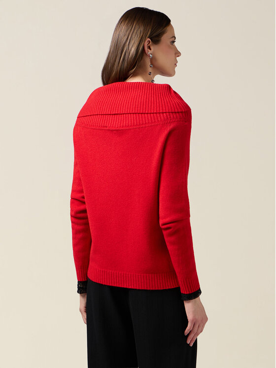 Oltre Oltre Sweter M199E002220N026 Czerwony Regular Fit
