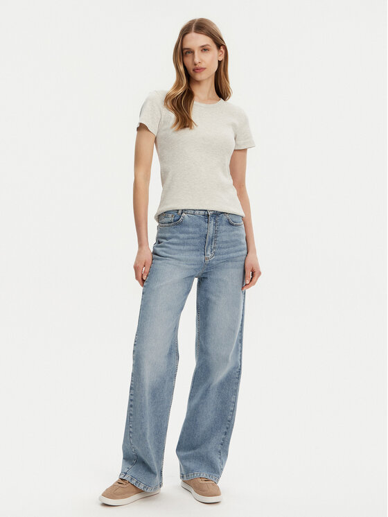 Pieces Pieces T-Shirt May 17154483 Szary Slim Fit