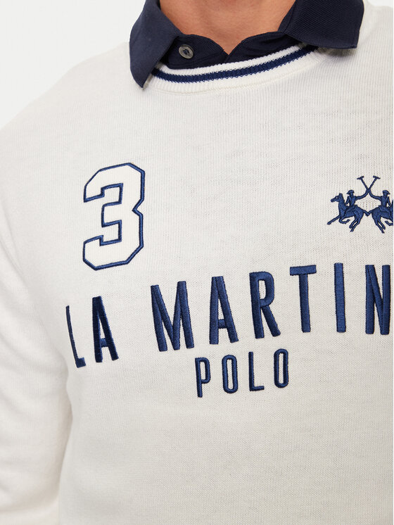 La Martina La Martina Sweter ZMS303 YW120 Écru Regular Fit