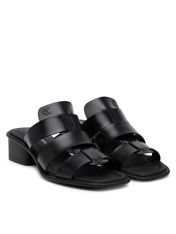 Calvin Klein Jeans Calvin Klein Jeans Klapki Heel Square Mg Lth YW0YW01702 Czarny