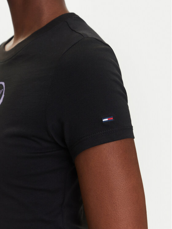 Tommy Jeans Tommy Jeans Tričko Heart DW0DW21390 Čierna Slim Fit