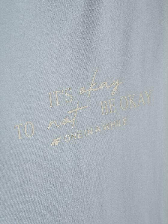 4F 4F T-Shirt SELF LOVE Niebieski jasny Slim Fit