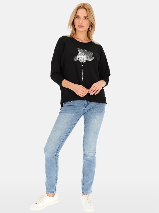 Perso Perso T-Shirt TLE240511F Czarny Regular Fit