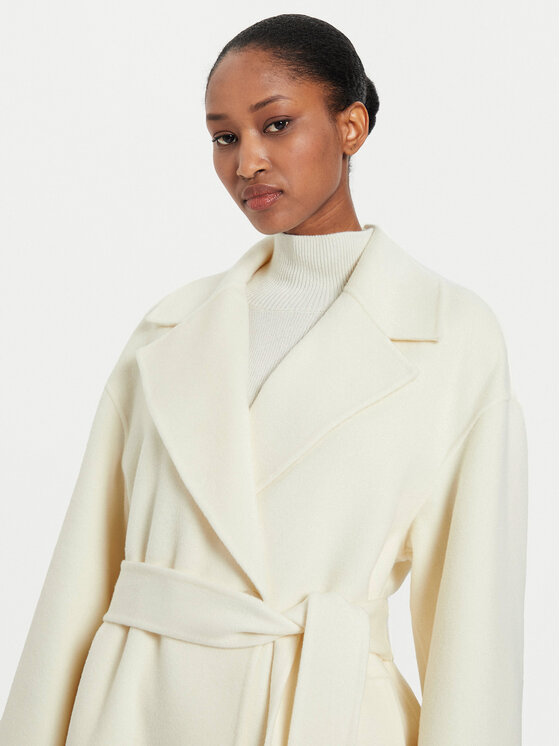 Marella Marella Cappotto di lana Marna 2423016011 Écru Regular Fit