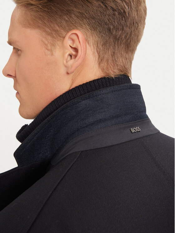 BOSS Boss Płaszcz wełniany H-Hyde 50502255 Granatowy Slim Fit