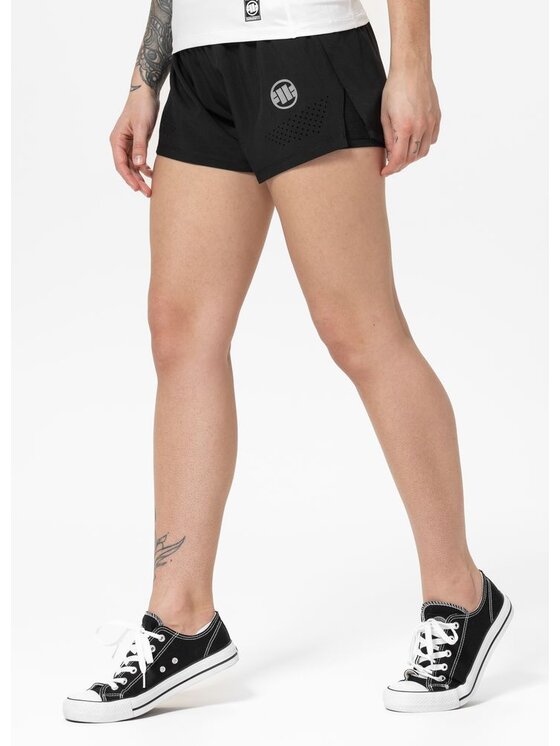 PITBULL PITBULL Szorty sportowe Small Logo Czarny Regular Fit
