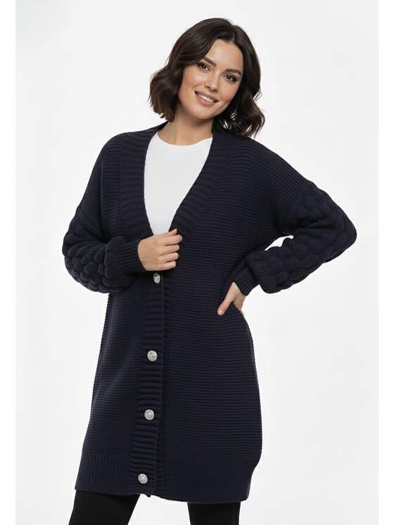 FIGL FIGL Kardigan M1270 Granatowy Regular Fit