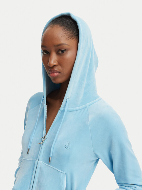 Juicy Couture Juicy Couture Džemperis ar kapuci Madison JCWAS126326 Gaiši zils Slim Fit