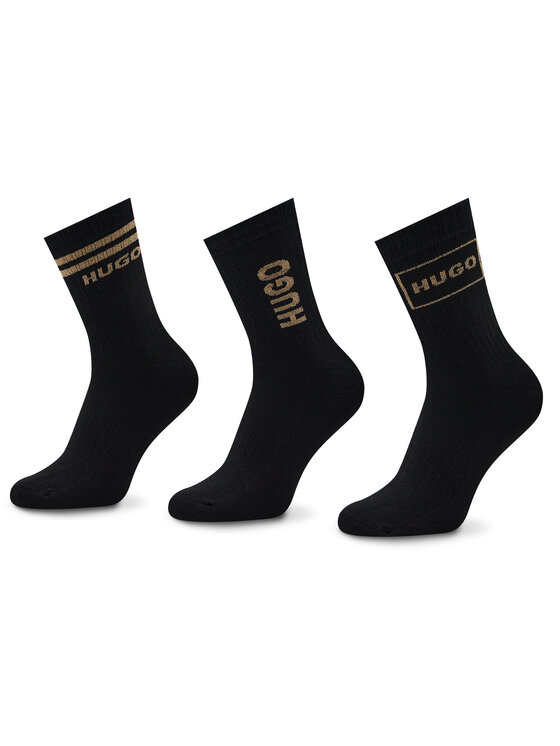 HUGO HUGO Ilgos kojinės 3p Qs Rib Logo Cc W 50484149 Juoda