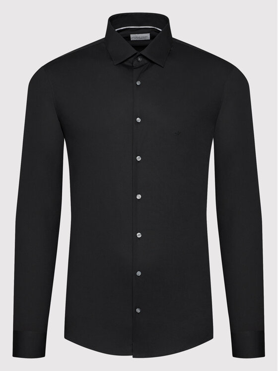 Calvin Klein Calvin Klein Košeľa Poplin K10K108229 Čierna Slim Fit