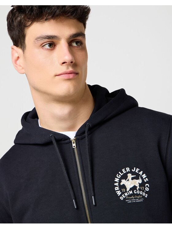Wrangler Wrangler Bluza GRAPHIC ZIP HOODIE Czarny Regular Fit