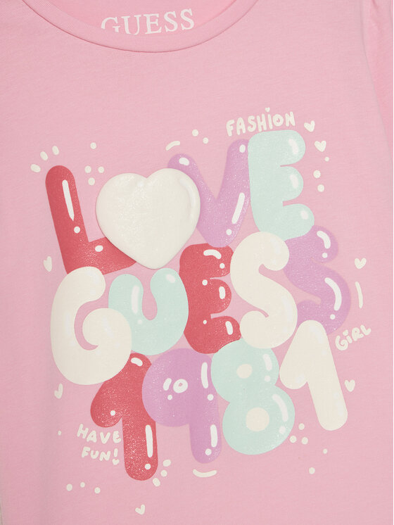 Guess Guess T-krekls K5GI15K6YW4 Rozā Regular Fit