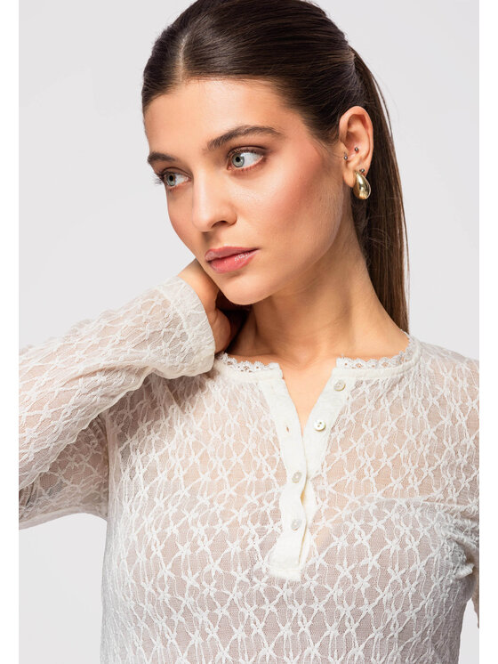 Ombre Ombre Halenka OW-TS-E0013 Écru Slim Fit