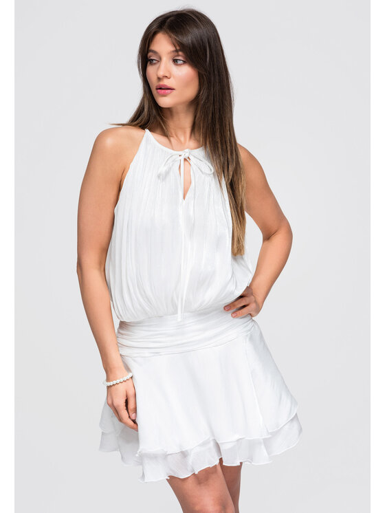 Ombre Ombre Sukienka wieczorowa LA-OM-DLR382 Biały Loose Fit