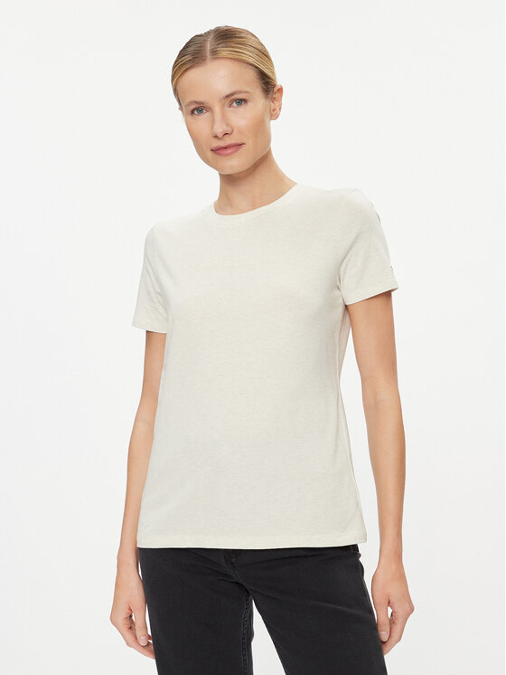 Tommy Hilfiger Tricou Frosted WW0WW38813 Écru Regular Fit