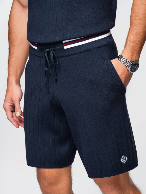 Ombre Ombre Szorty materiałowe OM-SRCS-0203 Granatowy Regular Fit
