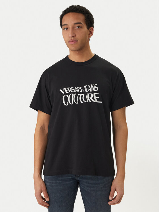 Versace Jeans Couture Tricou 80GAHE04 CJ00E Negru Regular Fit