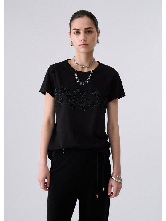 Liu Jo Liu Jo T-Shirt TF6242JS923L9503 Czarny Regular Fit