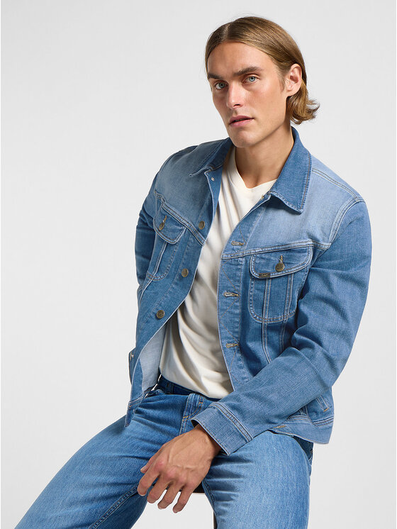 Lee Lee Kurtka jeansowa RIDER JACKET Niebieski Regular Fit
