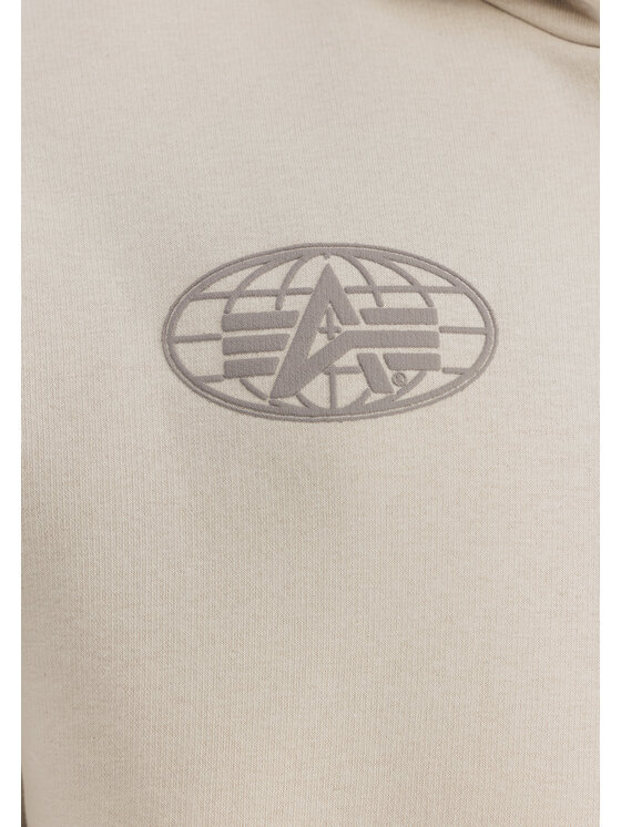 Alpha Industries Alpha Industries Bluza World Logo Backprint Hoodie Beżowy Loose Fit