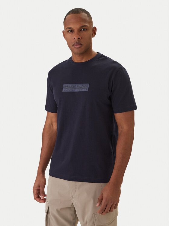 Napapijri Napapijri T-Shirt S-Box Logo NP0A4IFL Σκούρο μπλε Regular Fit