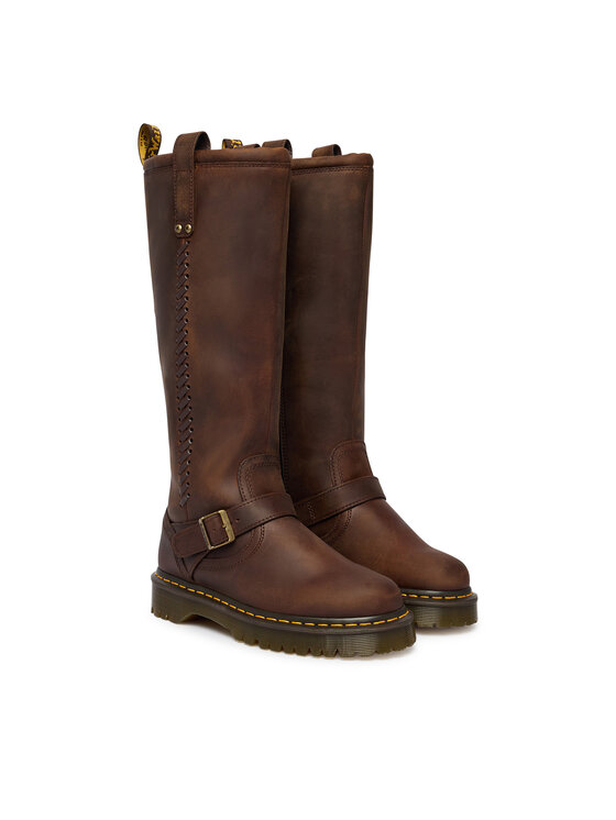 Dr. Martens Dr. Martens Kozačky ANISTONE KNEE HIGH CRAZY HORSE DM41871200 Hnědá