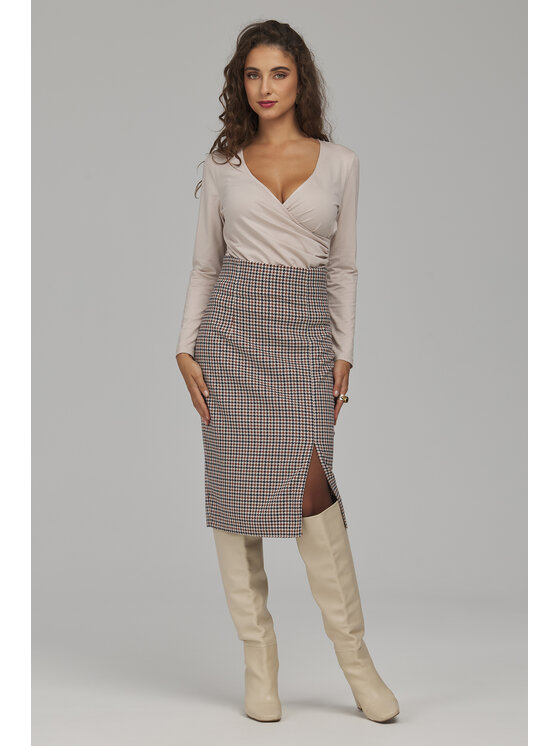 NIFE NIFE Blúzka B236 Béžová Slim Fit