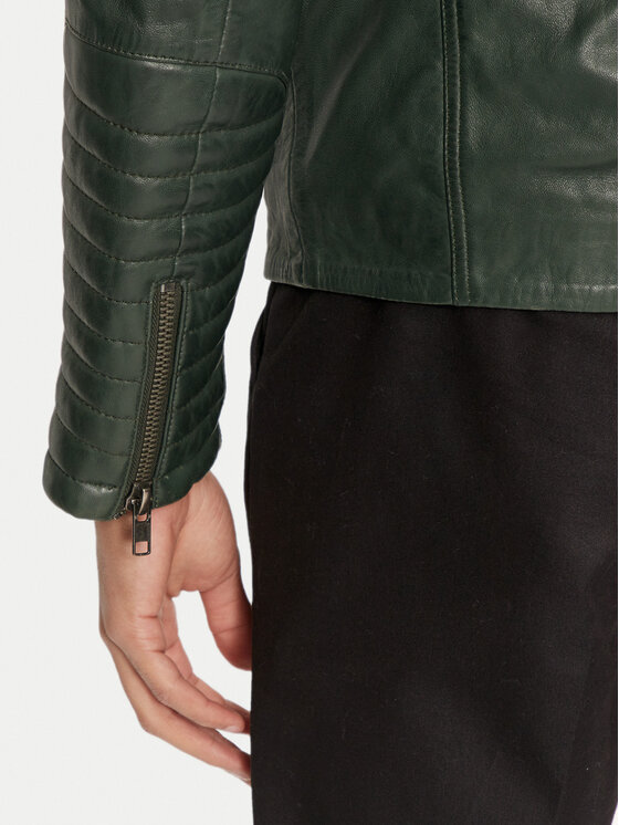 Serge Pariente Serge Pariente Lederjacke Leman 2 Grün Slim Fit