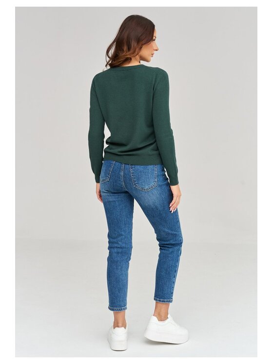 Makadamia Makadamia Sweter C105 Zielony Loose Fit