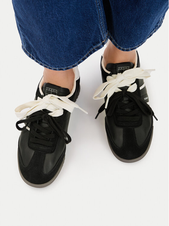 Tommy Jeans Tommy Jeans Sneakersy Tjw Low Profile Runner Lthr Mix EN0EN03001 Czarny