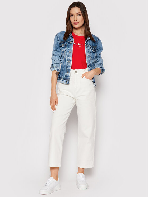 Pepe Jeans Pepe Jeans Marškinėliai New Virginia PL505202 Raudona Slim Fit