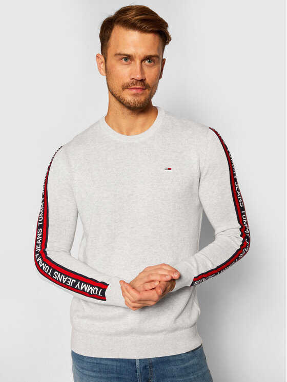 Tommy Jeans Megztinis Sleeve Tape DM0DM09464 Pilka Regular Fit • Modivo.lt