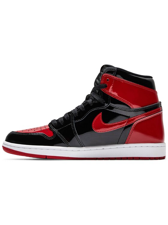 Nike Nike Sneakersy 1 Retro High OG Patent Bred Czerwony