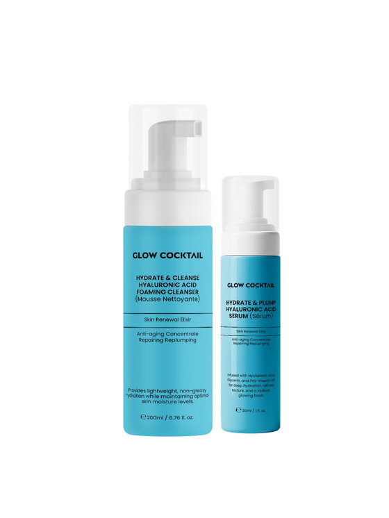Glow Cocktail Glow Cocktail Pianka Hydrate & Cleanse + Serum Hydrate & Plump Zestaw do pielęgnacji skóry