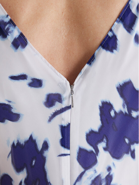 Calvin Klein Calvin Klein Večerní šaty Printed Chiffon Sl Cowl LV044F029G Bílá Regular Fit