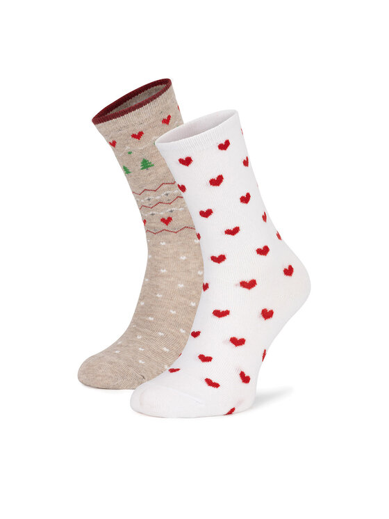 Jenny Fairy Jenny Fairy 2er-Set hohe Damensocken 4WB-004-AW24 (2-pack) Weiß