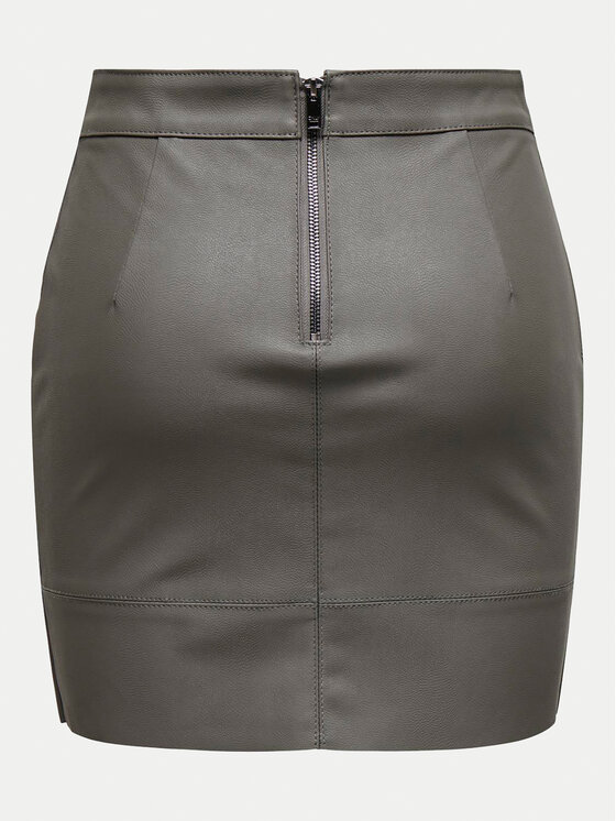 ONLY ONLY Fustă din imitație de piele Base 15164809 Gri Slim Fit