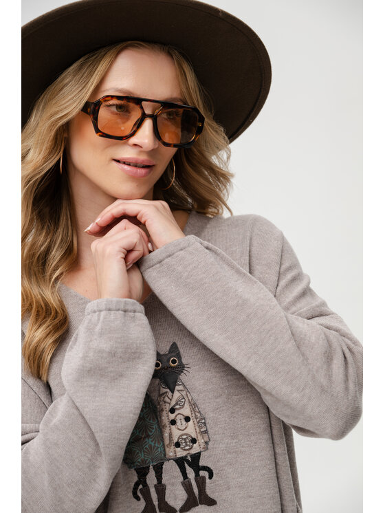 blue shadow blue shadow Sweter Kety Beżowy Regular Fit