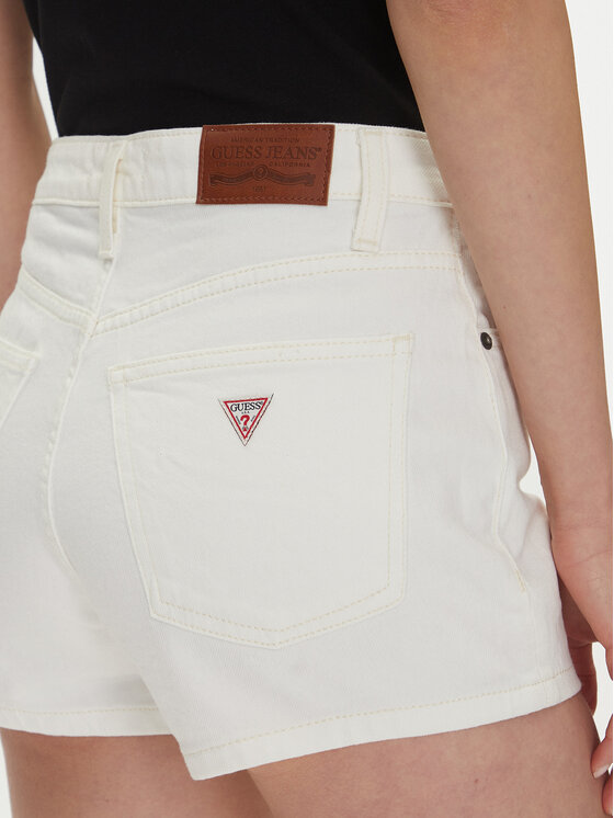Guess Jeans Guess Jeans Szorty jeansowe W5GD0Y D5M62 Biały Regular Fit