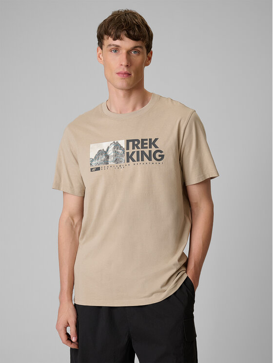 4F 4F T-Shirt TREKKING Beżowy Regular Fit